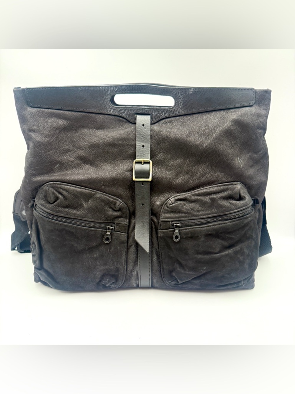 JAS MB Vintage Black Leather Messenger Bag